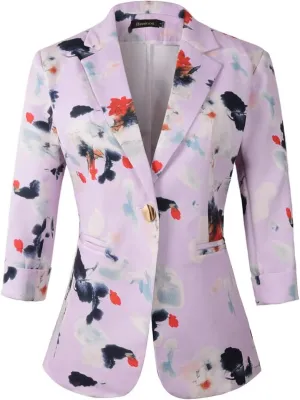Beninos Womens 3/4 Sleeve Lightweight Office Work Suit Jacket Blazer