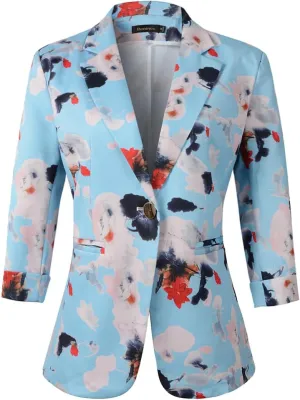 Beninos Womens 3/4 Sleeve Lightweight Office Work Suit Jacket Blazer