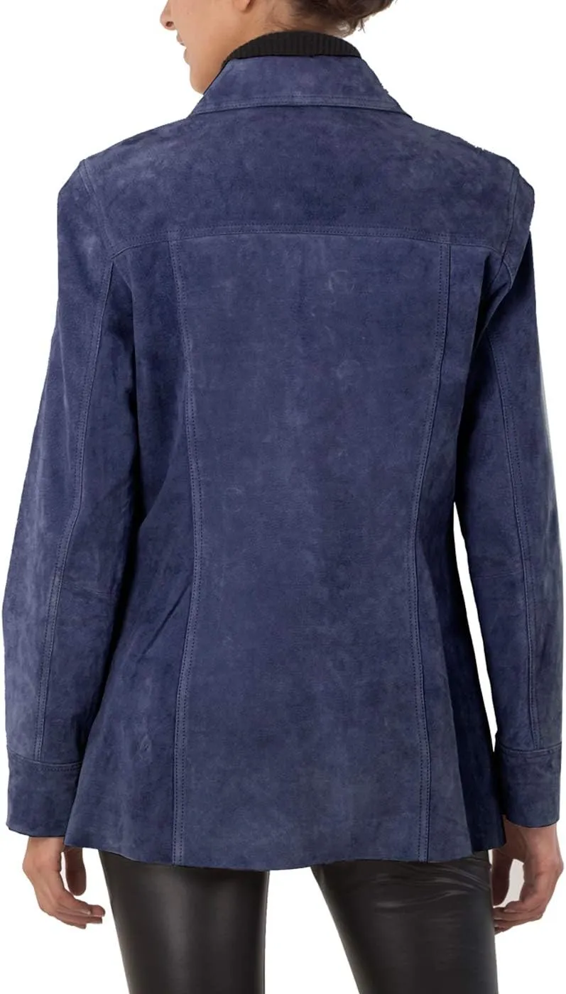 BGSD Women Anna Suede Leather Car Coat (Also available in Plus Size & Petite)