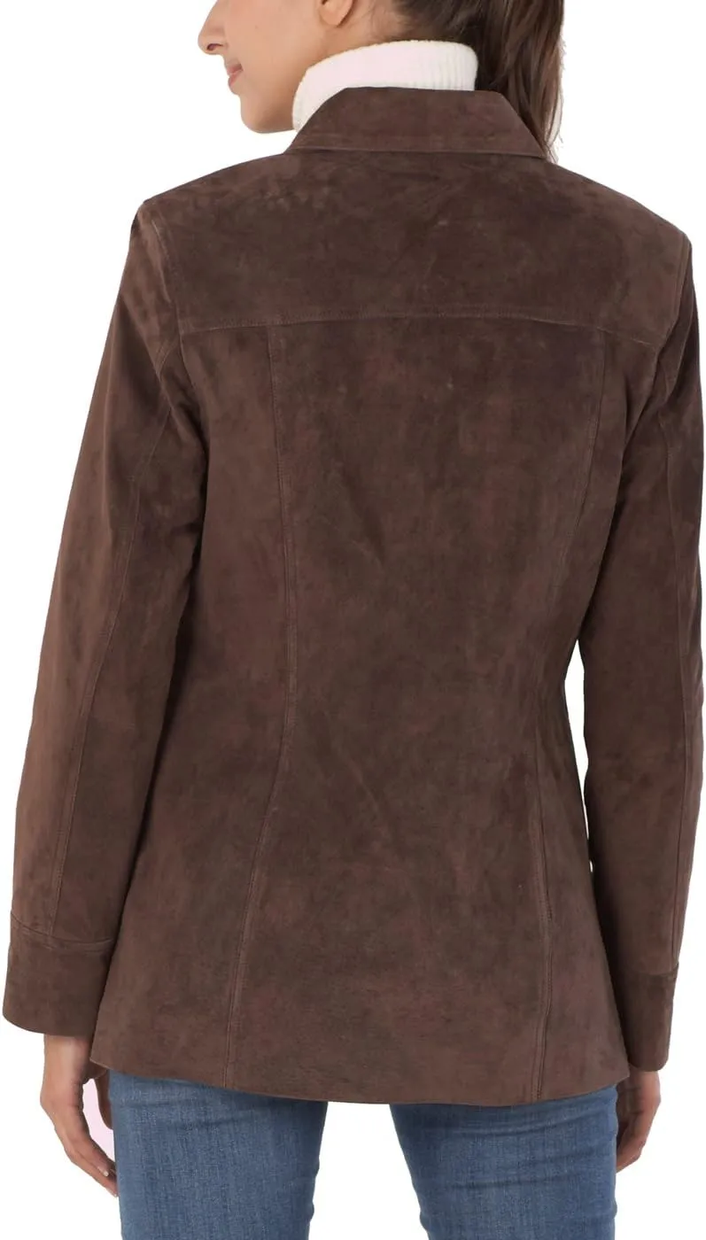 BGSD Women Anna Suede Leather Car Coat (Also available in Plus Size & Petite)