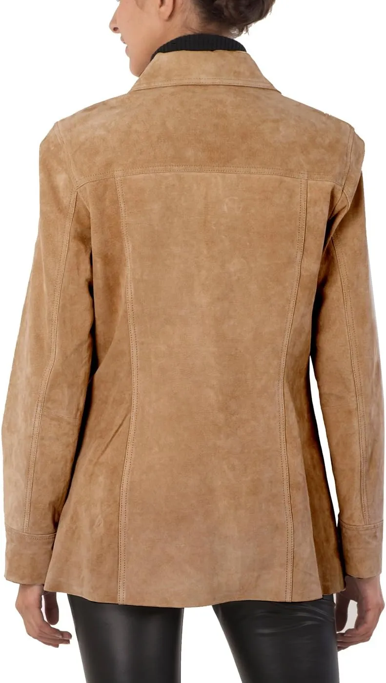 BGSD Women Anna Suede Leather Car Coat (Also available in Plus Size & Petite)
