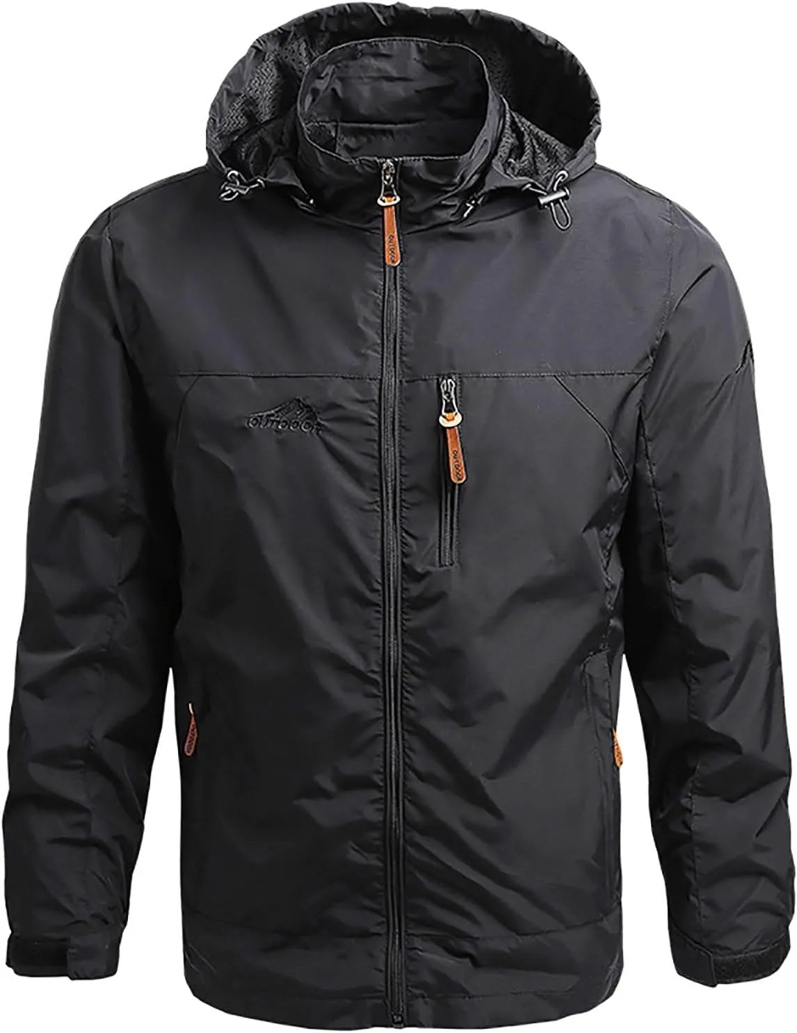 BIFUTON Waterproof Jackets for Men Lightweight Full Zip Up Hoodie Long Sleeve Windbreaker Jackets Sports Hiking Trench Coats