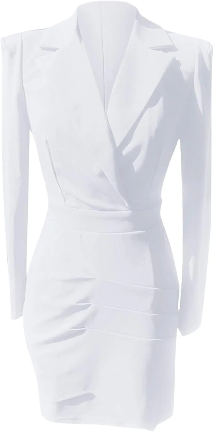 Blazer Dress for Women Trendy Colorblock Coats Double Breasted Long Sleeve Jackets with Pockets