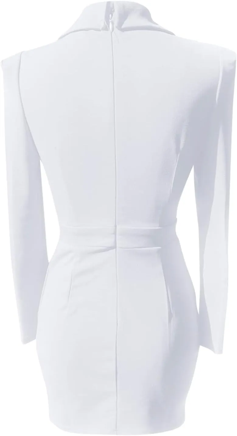 Blazer Dress for Women Trendy Colorblock Coats Double Breasted Long Sleeve Jackets with Pockets