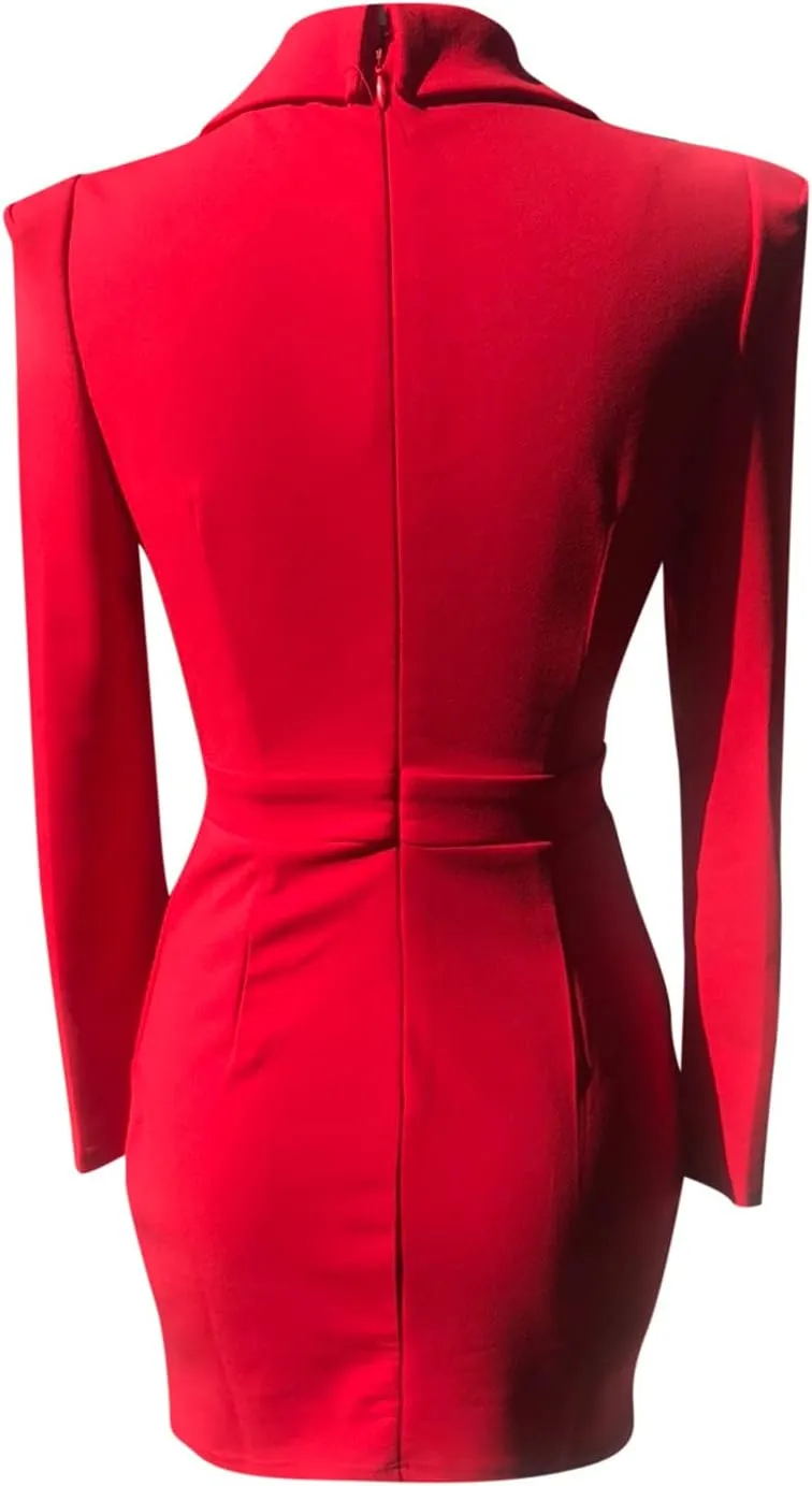 Blazer Dress for Women Trendy Colorblock Coats Double Breasted Long Sleeve Jackets with Pockets