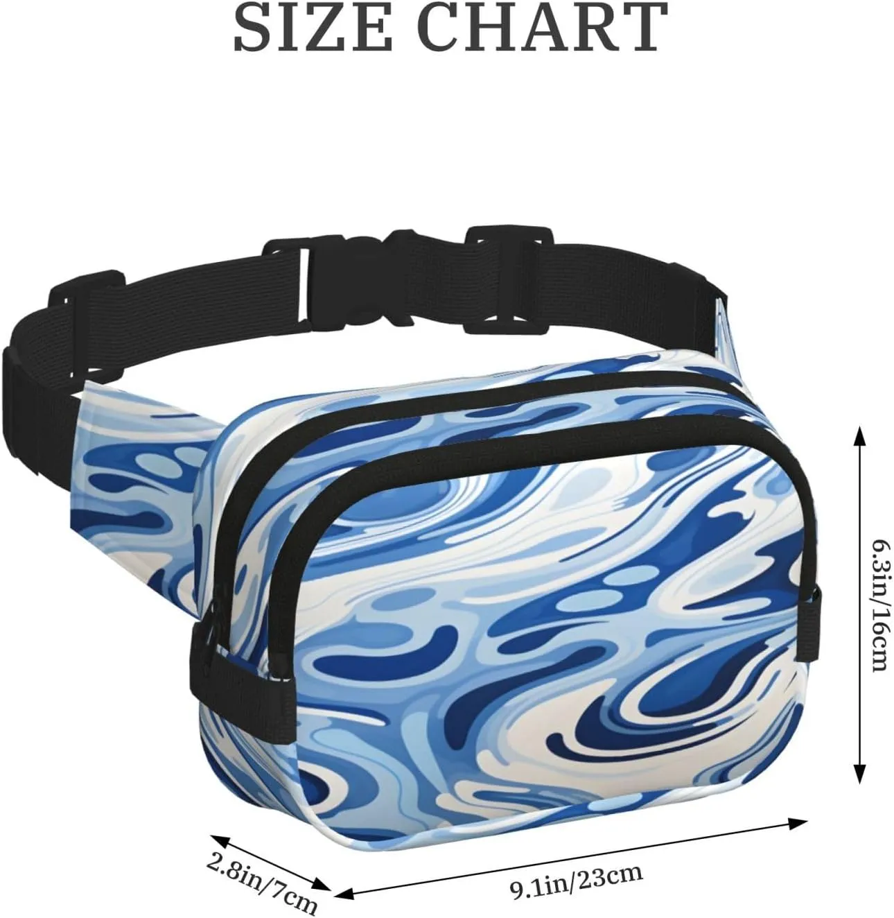 Blue Abstract Painting Funny Pack Waist Pack for Women Men, Double Layer Pack for Workout Running Travelling