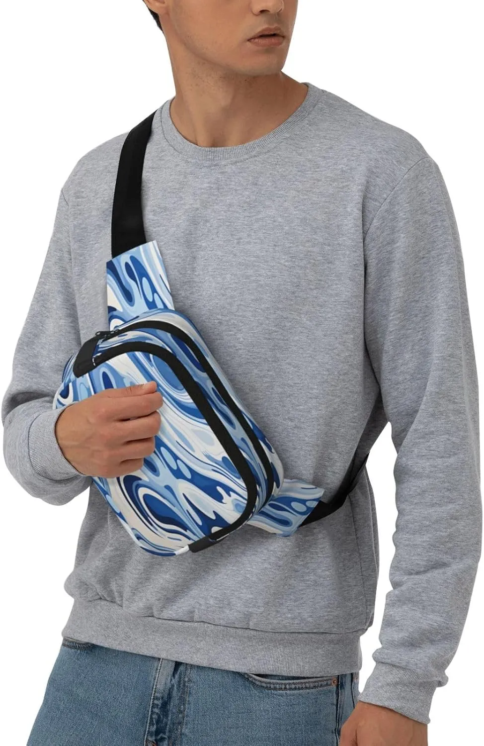Blue Abstract Painting Funny Pack Waist Pack for Women Men, Double Layer Pack for Workout Running Travelling