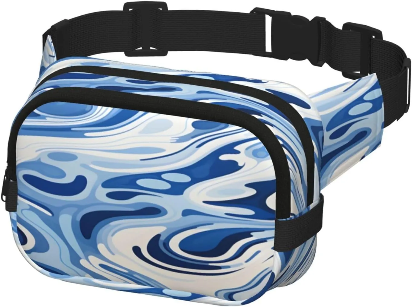 Blue Abstract Painting Funny Pack Waist Pack for Women Men, Double Layer Pack for Workout Running Travelling