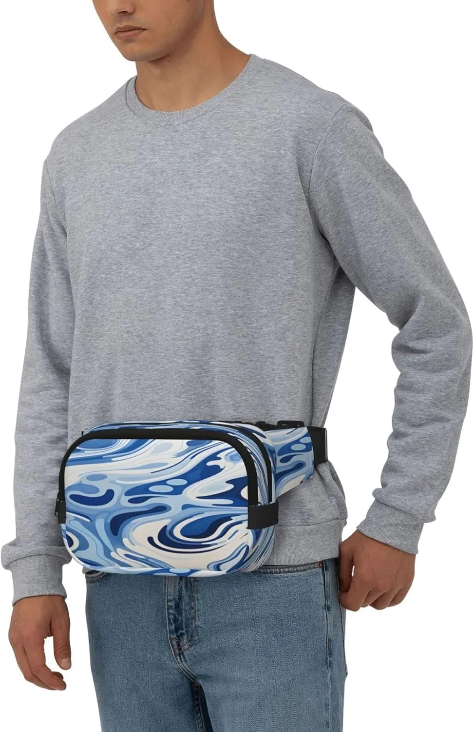 Blue Abstract Painting Funny Pack Waist Pack for Women Men, Double Layer Pack for Workout Running Travelling