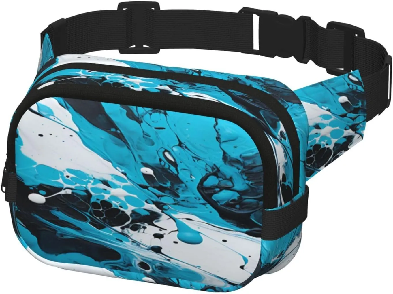 Blue Black Abstract Funny Pack Waist Pack for Women Men, Double Layer Pack for Workout Running Travelling