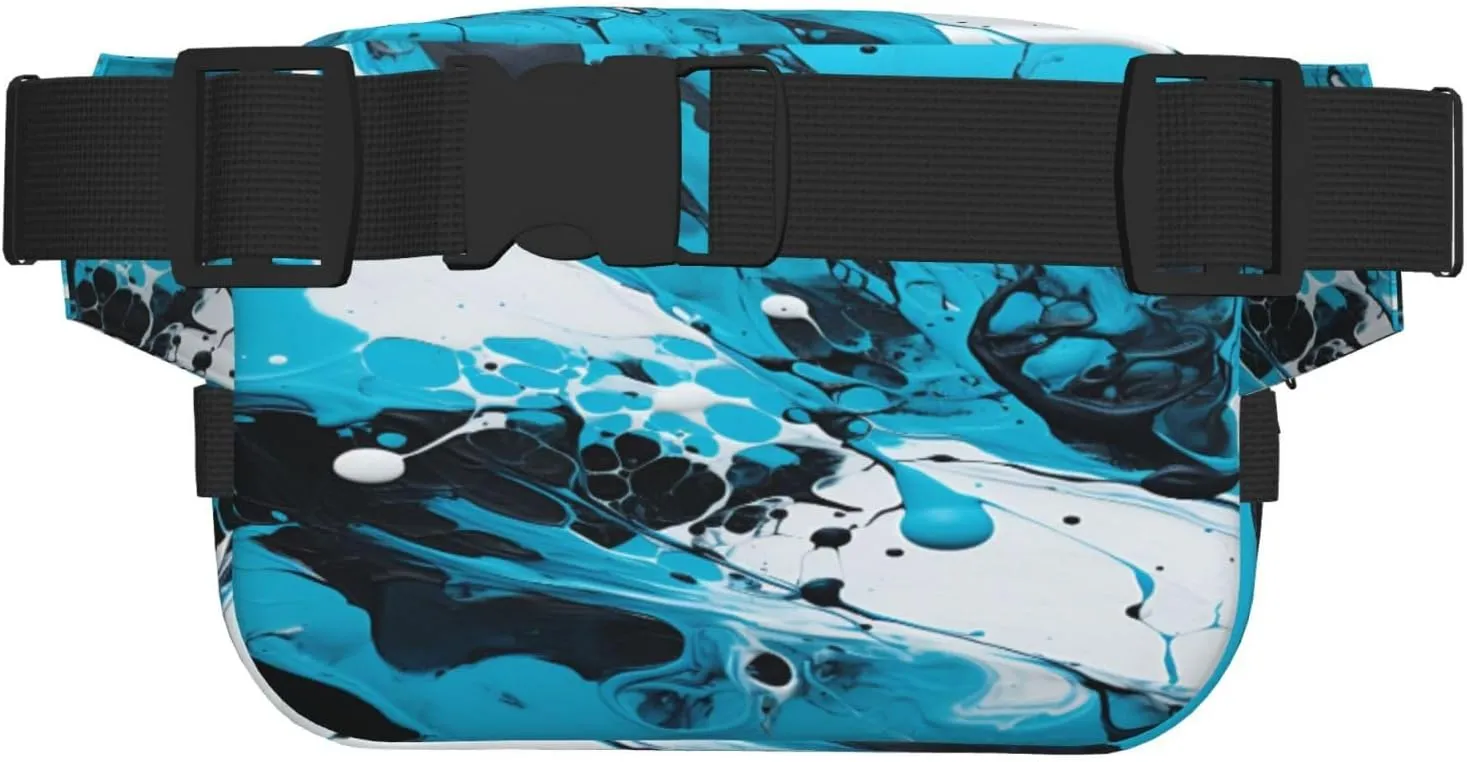 Blue Black Abstract Funny Pack Waist Pack for Women Men, Double Layer Pack for Workout Running Travelling