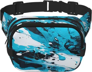 Blue Black Abstract Funny Pack Waist Pack for Women Men, Double Layer Pack for Workout Running Travelling