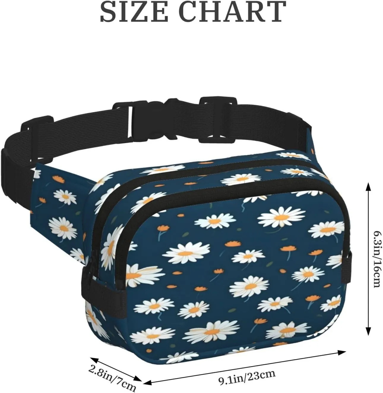 Blue Daisy Pattern Funny Pack Waist Pack for Women Men, Double Layer Pack for Workout Running Travelling