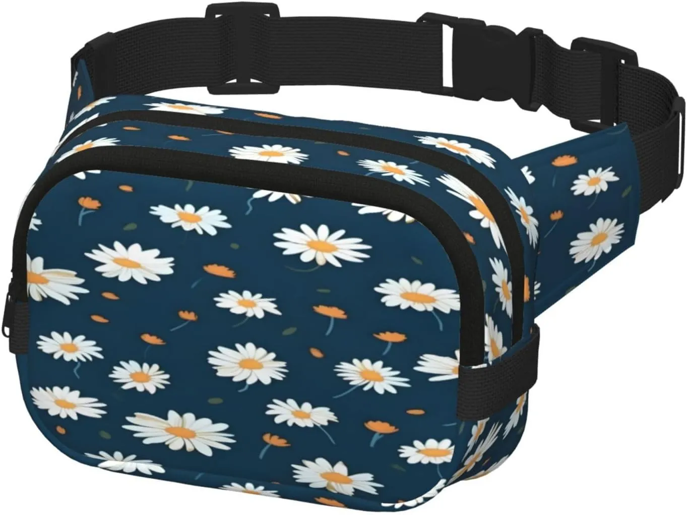 Blue Daisy Pattern Funny Pack Waist Pack for Women Men, Double Layer Pack for Workout Running Travelling