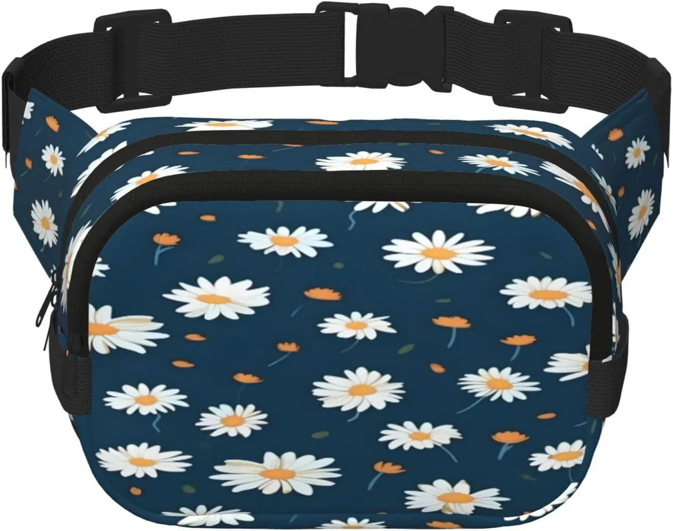 Blue Daisy Pattern Funny Pack Waist Pack for Women Men, Double Layer Pack for Workout Running Travelling