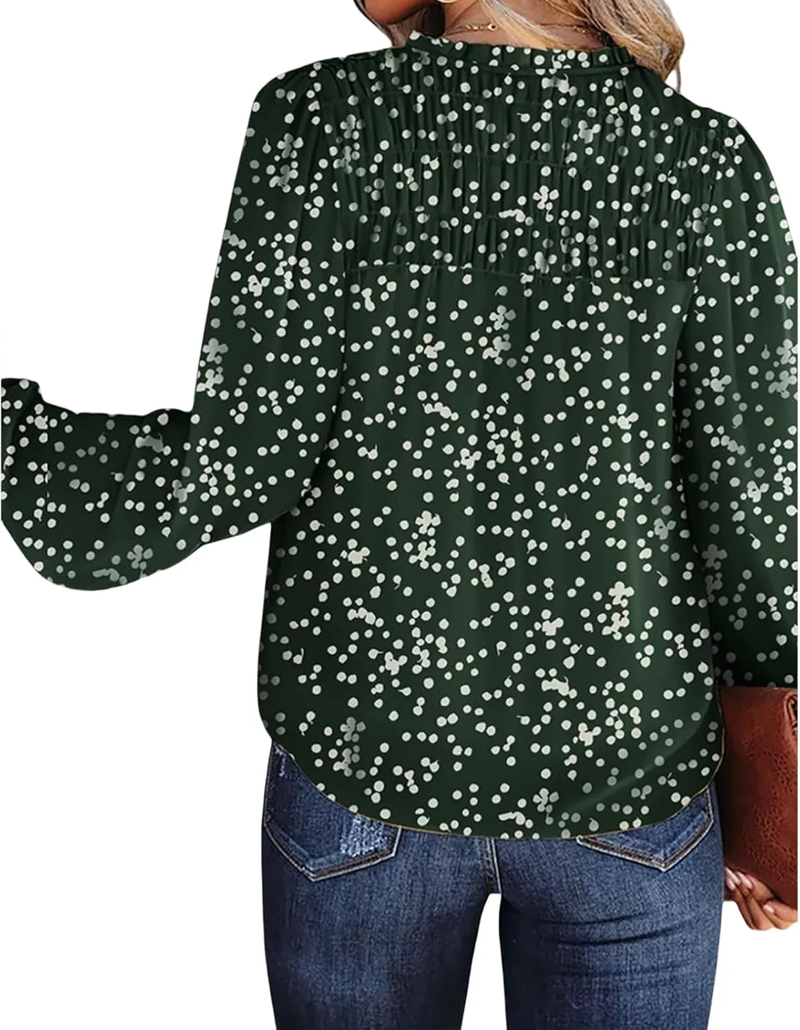 Boho Tops for Women Oversized V Neck Long Sleeve T Shirts Loose Comfy Print Pleated Tshirts Summer Pullover Blouses