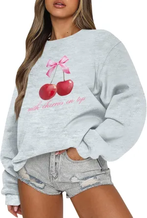 Bow Sweatshirt Women Cute Preppy Clothes Long Sleeve Graphic Clean Girl Aesthetic Spring Outfits Clothes