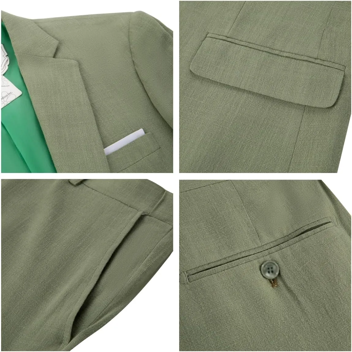 Boys Linen Suit Slim Fit 3 Piece Summer Beach Wedding Light Weight Suit Kids Linen Suit Jacket Vest Pant Set