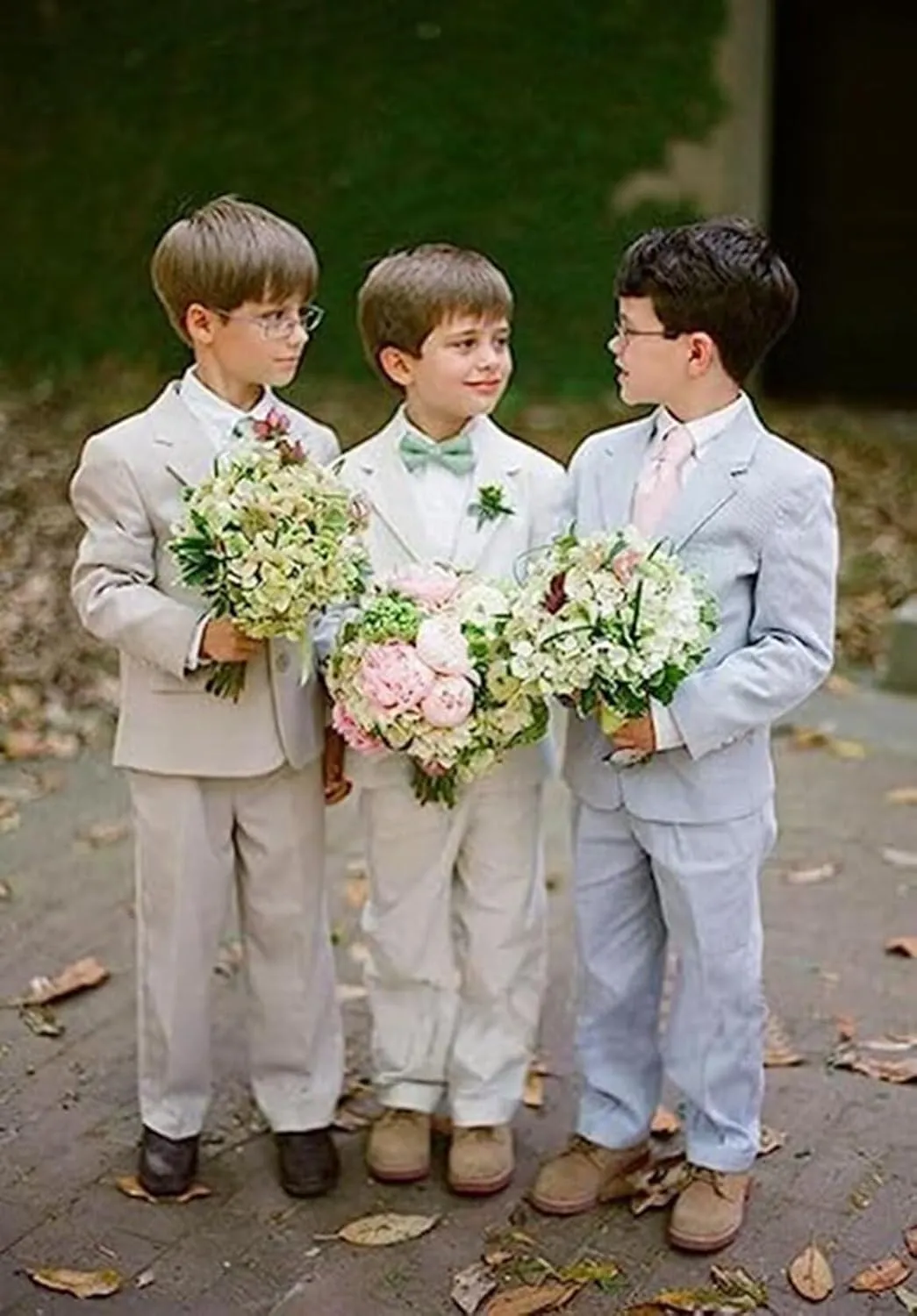 Boys Linen Suit Slim Fit 3 Piece Summer Beach Wedding Light Weight Suit Kids Linen Suit Jacket Vest Pant Set