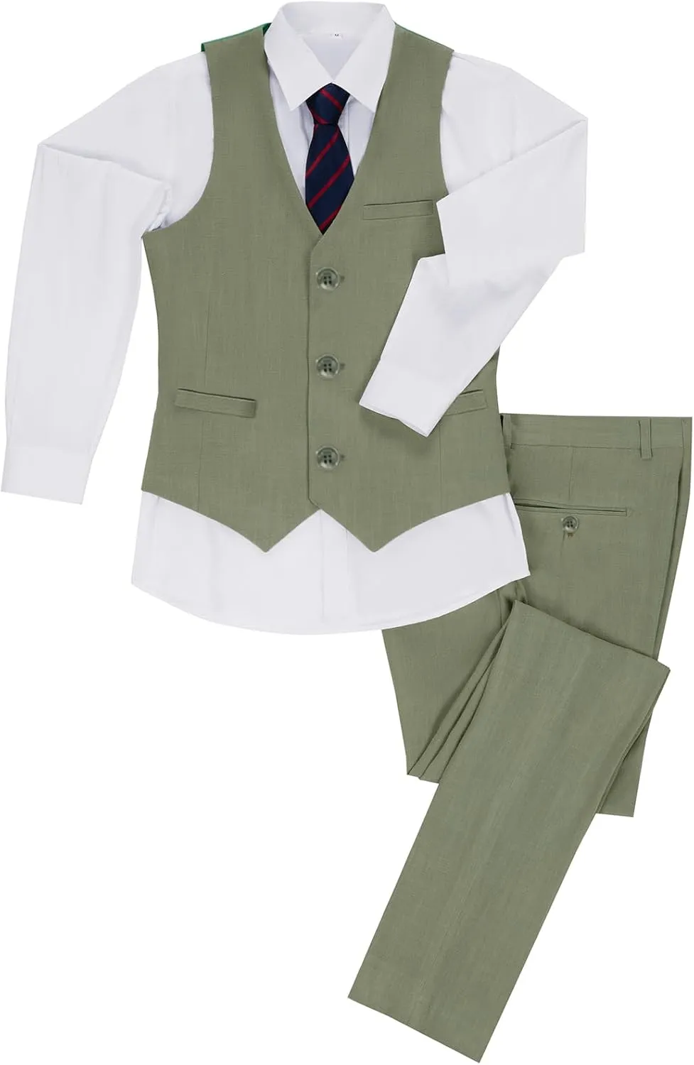 Boys Linen Suit Slim Fit 3 Piece Summer Beach Wedding Light Weight Suit Kids Linen Suit Jacket Vest Pant Set