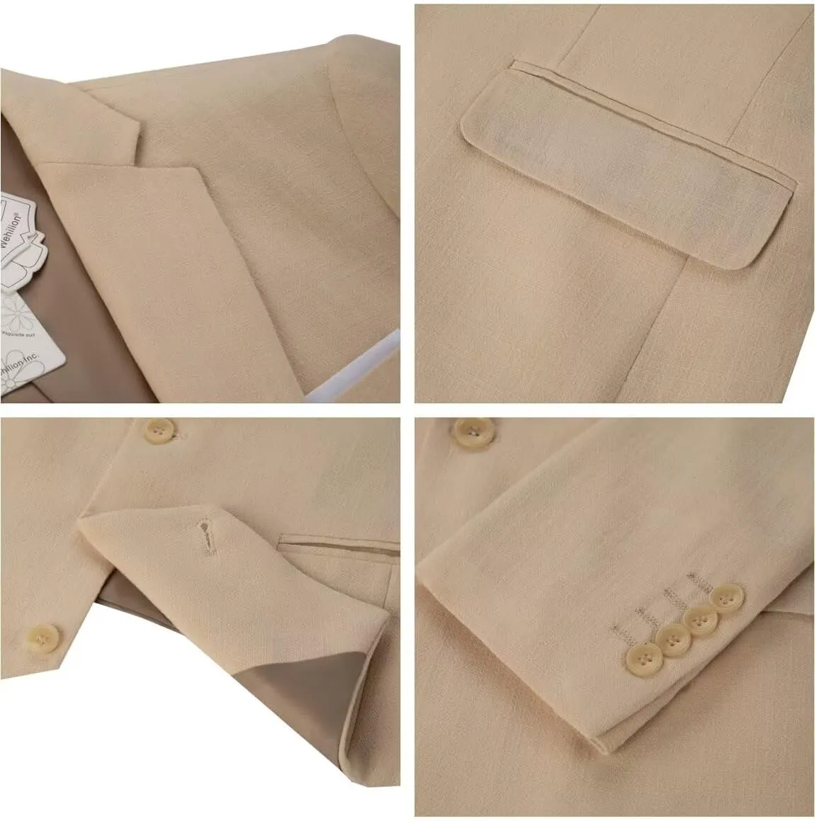 Boys Linen Suit Slim Fit 3 Piece Summer Beach Wedding Light Weight Suit Kids Linen Suit Jacket Vest Pant Set