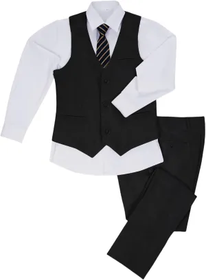 Boys Linen Suit Summer Formal Vest Suit Set for Boy Slim Fit 3 Piece Kids Tuxedo Beach Wedding Outfit with Tie