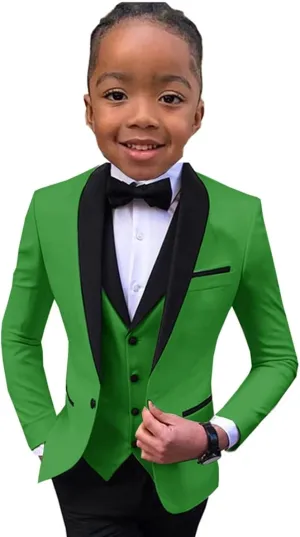 Boys Tuxedo Suit Shawl Lapel Slim Fit 3 Pieces Boys Formal Outfit Kids Tuxedo Suit for Teenage Boys