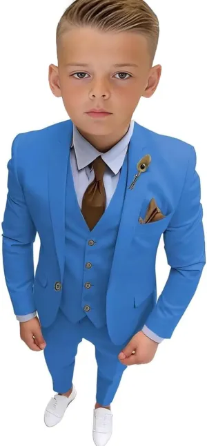 Boys Tuxedo Suit Slim Fit Three Piece Kids Tuxedo Suit for Boys Formal Suit Jacket Blazer Pants Vest Set
