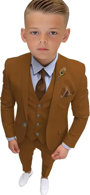 Boys Tuxedo Suit Slim Fit Three Piece Kids Tuxedo Suit for Boys Formal Suit Jacket Blazer Pants Vest Set