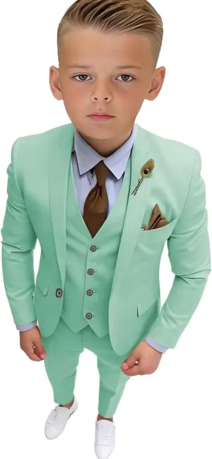 Boys Tuxedo Suit Slim Fit Three Piece Kids Tuxedo Suit for Boys Formal Suit Jacket Blazer Pants Vest Set