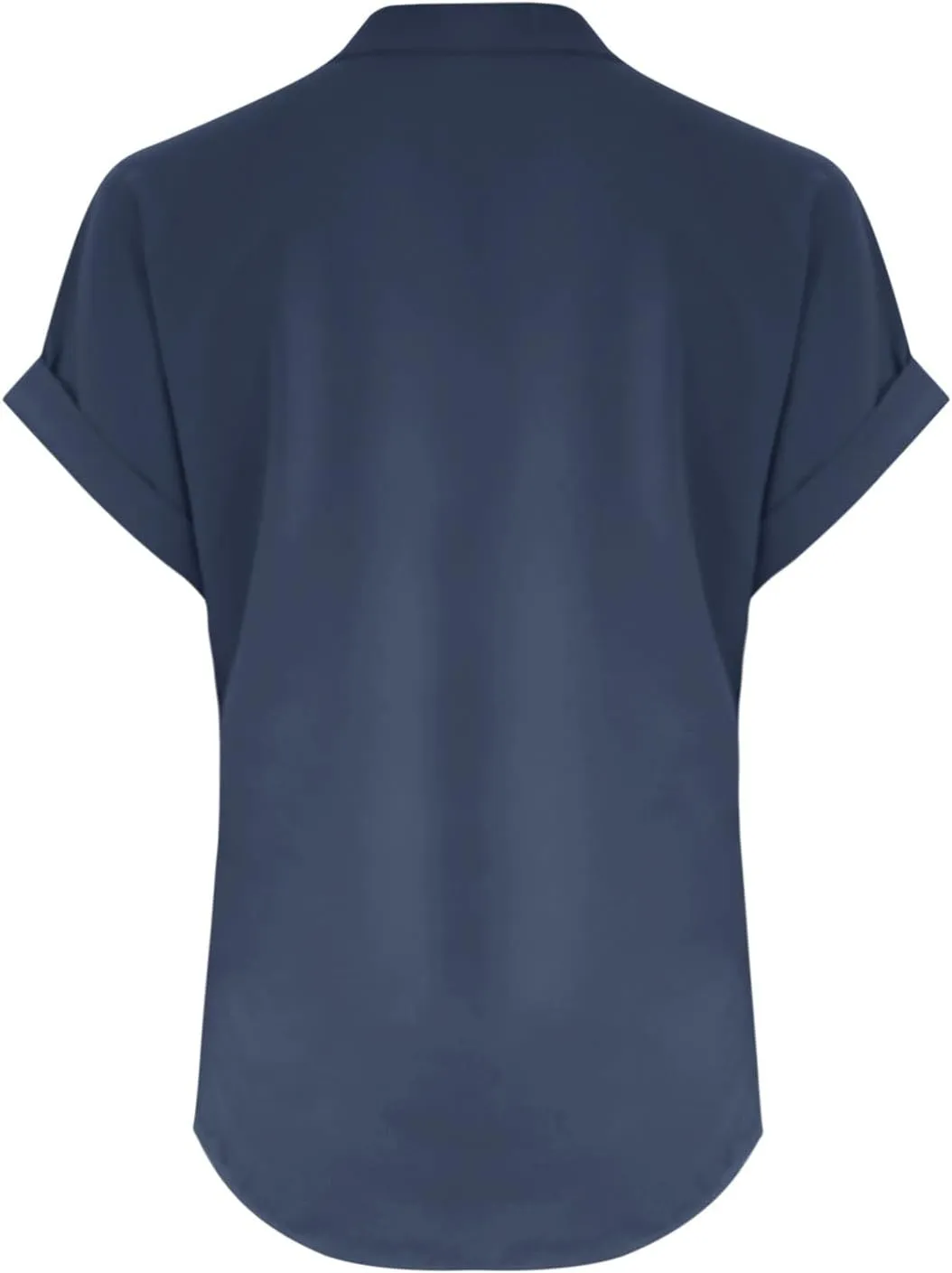 Button Down V Neck Shirts for Women Short Sleeve Solid Color Shirts Dressy Casual Tops Slim Fitting Tops Blouse