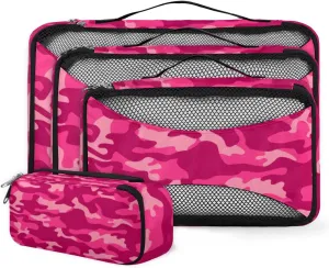 Camo Camouflage Pattern Print Packing Cubes 4 Pack Travel Packing Bags Individual Carry on Suitcases Underwear Luggage Mesh Organizer Packing Cubes Set for Travel Bag Backpack