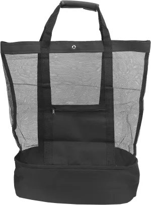 Camping Beach Mesh Tote Bag Multifunctional Organiser Beach Packing Cooler