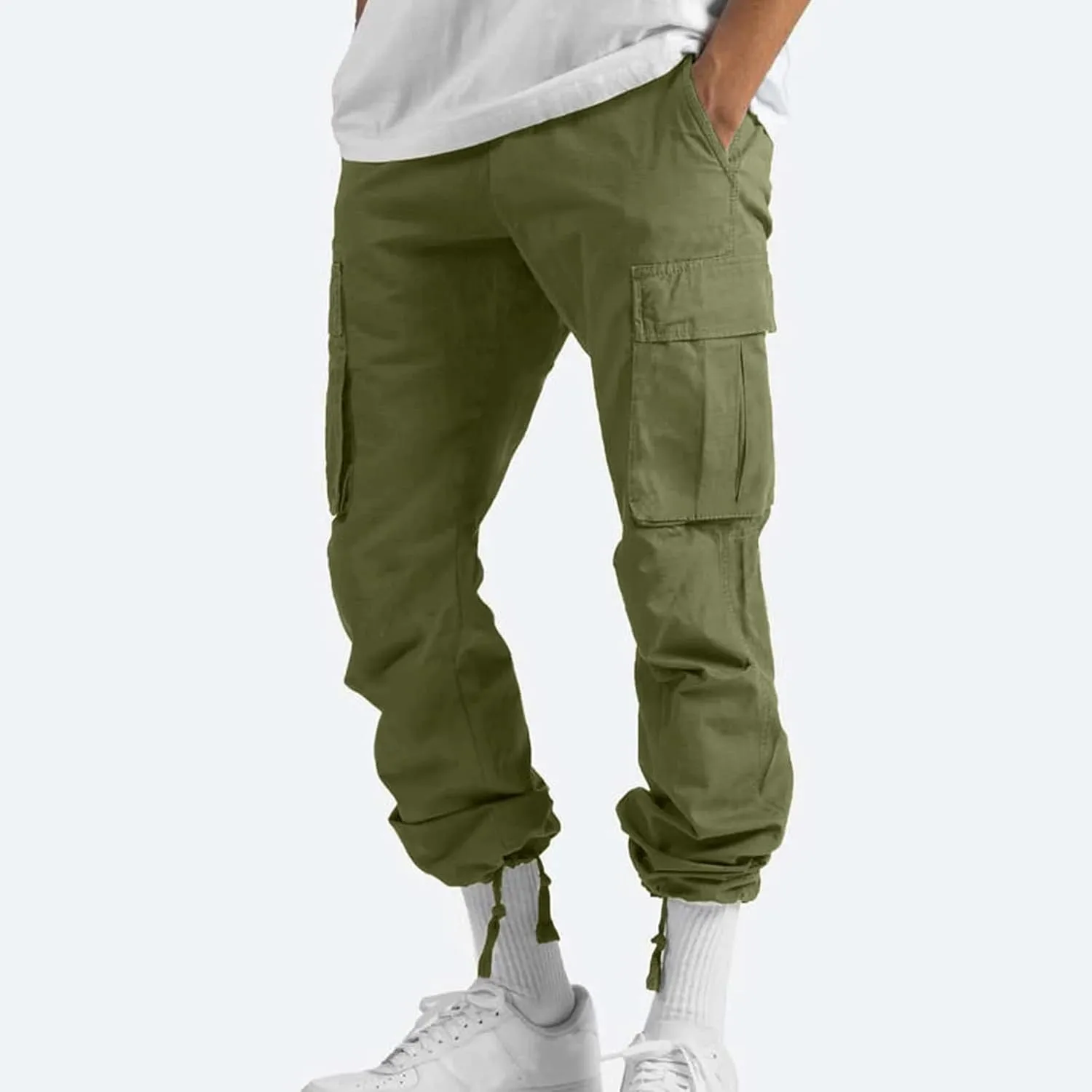Cargo Pants for Men Baggy Stretch Cargo Work Pants Elastic Waist Straight Leg Sweatpants with Pockets Tactical Pants