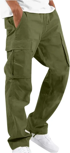Cargo Pants for Men Baggy Stretch Cargo Work Pants Elastic Waist Straight Leg Sweatpants with Pockets Tactical Pants