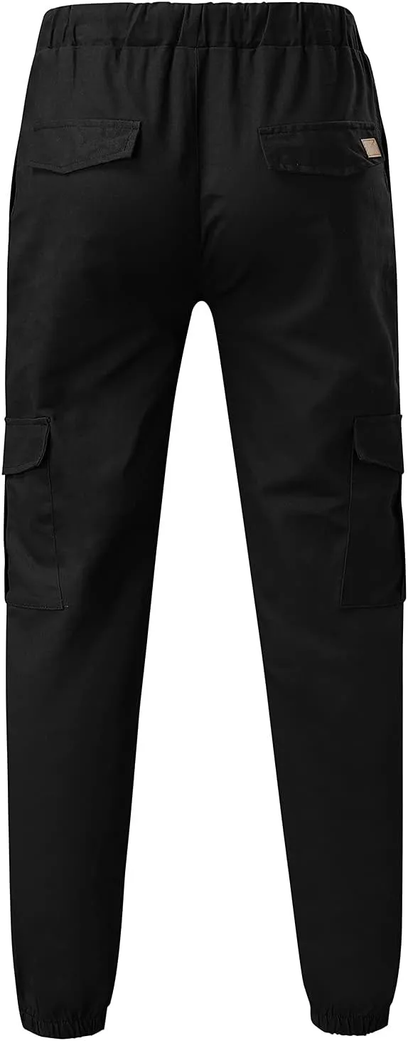 Cargo Pants for Men Big and Tall Hiking Outdoor Elastic Waist Pants with 5 Pockets Men's Cargo Pants Classic Straight