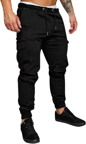 Cargo Pants for Men Big and Tall Hiking Outdoor Elastic Waist Pants with 5 Pockets Men's Cargo Pants Classic Straight
