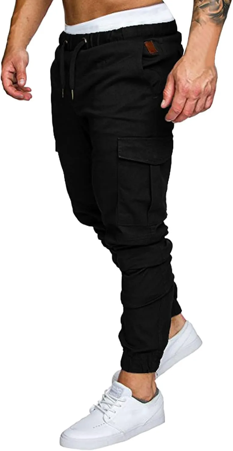 Cargo Pants for Men Big and Tall Hiking Outdoor Elastic Waist Pants with 5 Pockets Men's Cargo Pants Classic Straight