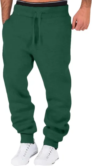 Cargo Pants for Men Big and Tall Men's Elastic Waist Drawstring Long Pants Solid Color Pockets Casual Loose Trousers