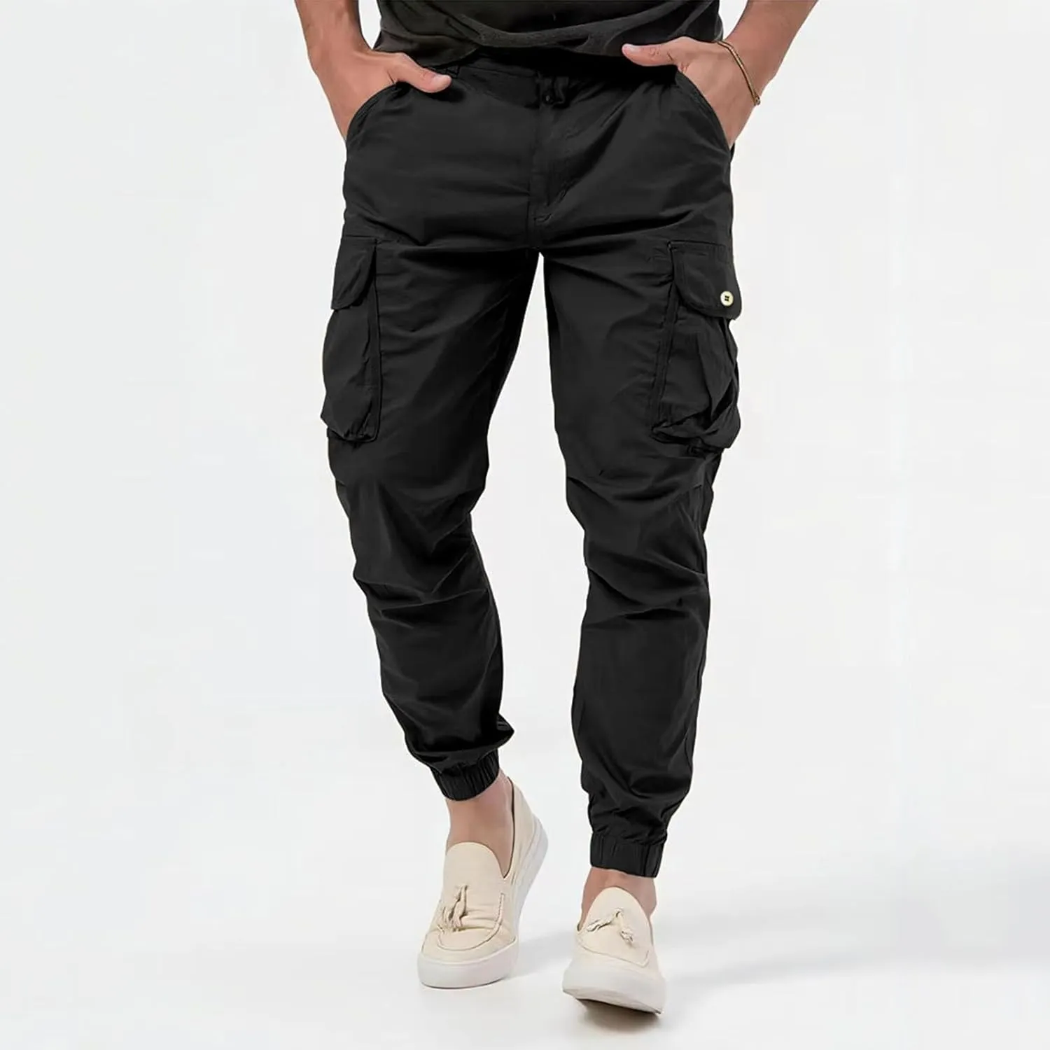 Cargo Pants for Men Big Tall Cotton Casual Cargo Work Pants Baggy Joggers Athletic Pants Loose Straight Sweatpants