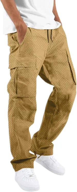 Cargo Pants for Men Casual Outdoor Hiking Pant Drawstring Athletic Joggers Sweatpants Straight Trousers with Pockets