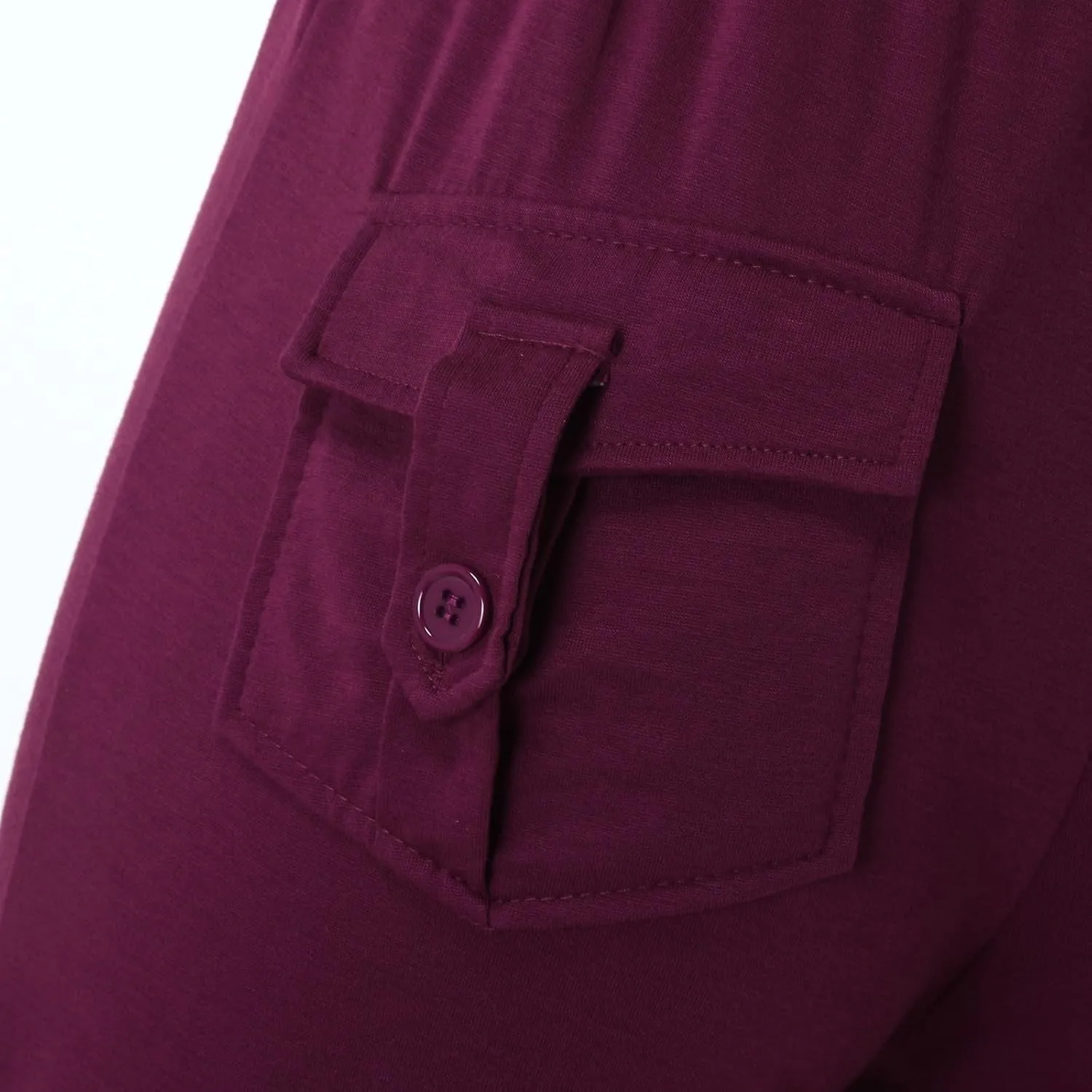 Cargo Pants Women Plus Size Stretchy Flare Yoga Leggings Palazzo Casual Drawstring Wide Leg Pants with Side Pockets