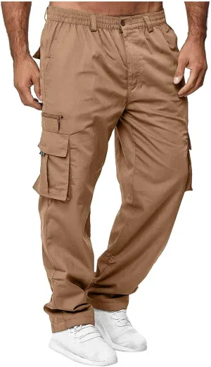 Cargo Sweatpants for Men BaggyMultiple Pockets Track PantsElastic Waist Cargo Pants Casual Trousers
