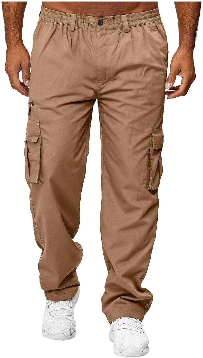 Cargo Sweatpants for Men BaggyMultiple Pockets Track PantsElastic Waist Cargo Pants Casual Trousers