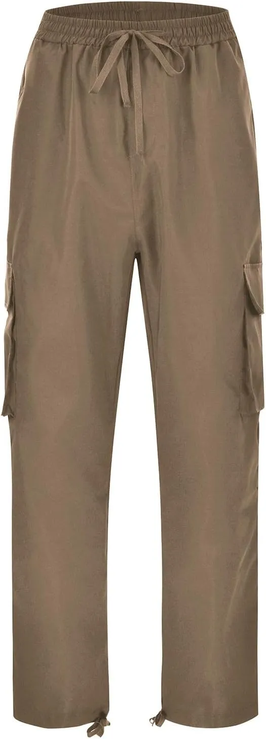 Cargo Track Pants for Men Casual Lounge Jogging Athletic Pants with Pockets Drawstring Loose Fit Travel Sweatpants