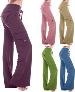 Cargo Yoga Pants for Women 2024 Causal High Waist Wide Leg Lounge Pant Loose Comfy Bootcut Workout Flare Leggings