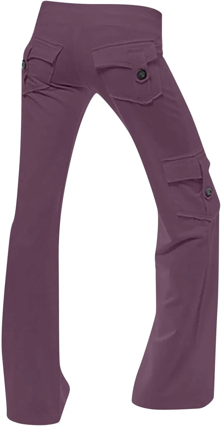 Cargo Yoga Pants for Women 2024 Causal High Waist Wide Leg Lounge Pant Loose Comfy Bootcut Workout Flare Leggings