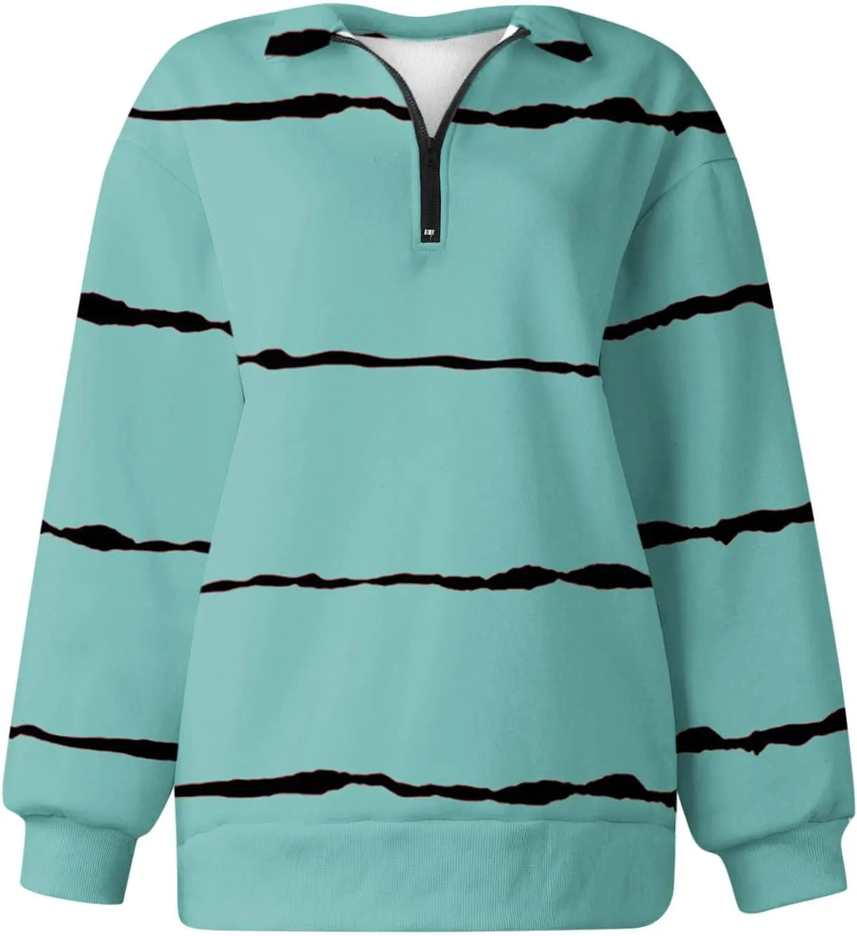Ceboyel Women Striped Print Sweatshirts 2023 Oversized Hoodie Pullover 1/4 Zip Casual Fall Tops Loose Fit Trendy Outfits