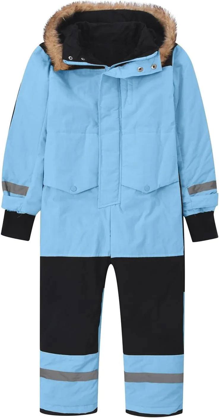 Children Boy Girl Padded Jacket Overalls Hoodies Outerwear for Kid Thick Warm Fuzzy Hooded Padded Jacket