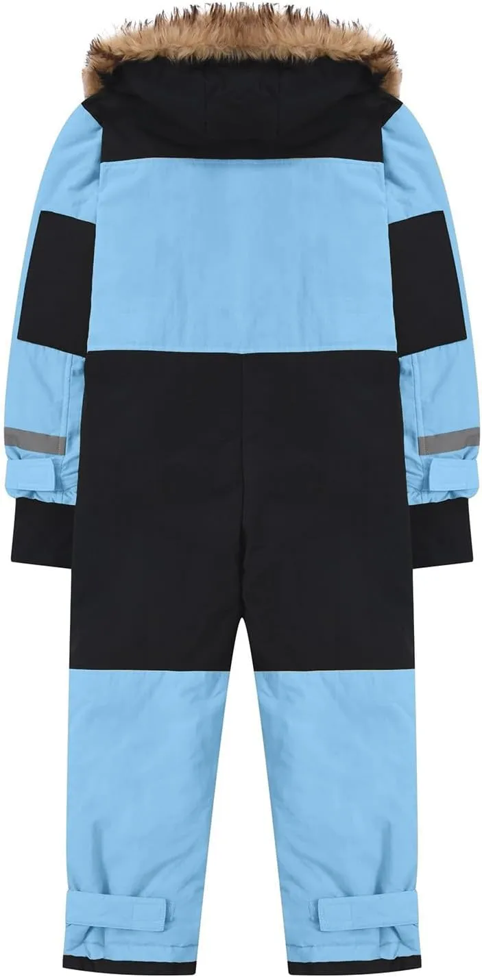 Children Boy Girl Padded Jacket Overalls Hoodies Outerwear for Kid Thick Warm Fuzzy Hooded Padded Jacket
